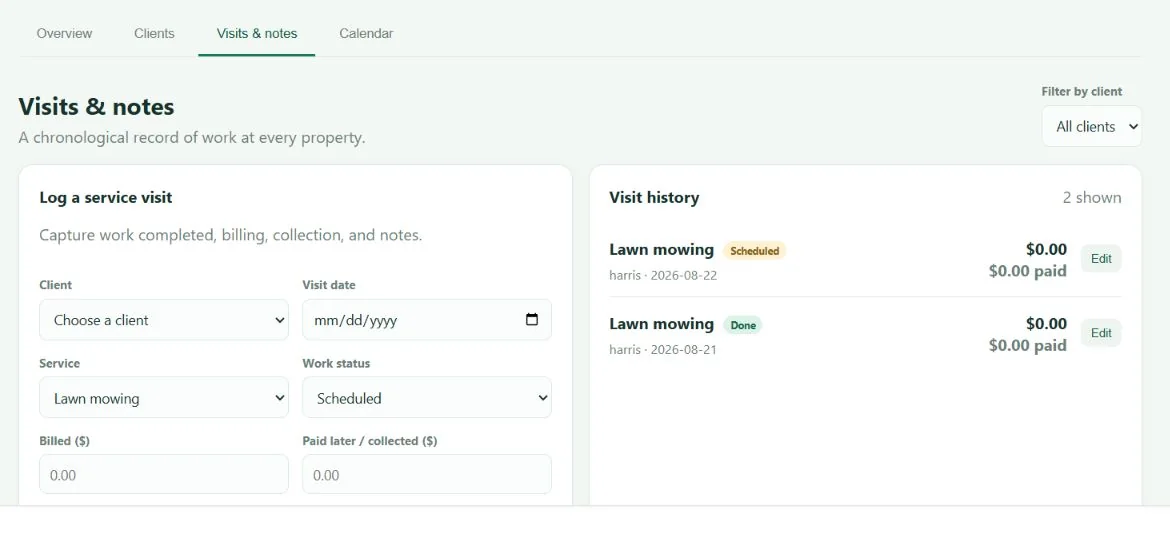 A deployed SharePoint application for service visits